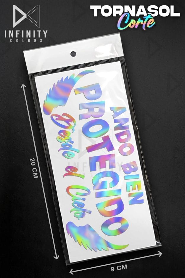 Calcomanía ANDO BIEN PROTEGIDO tornasol