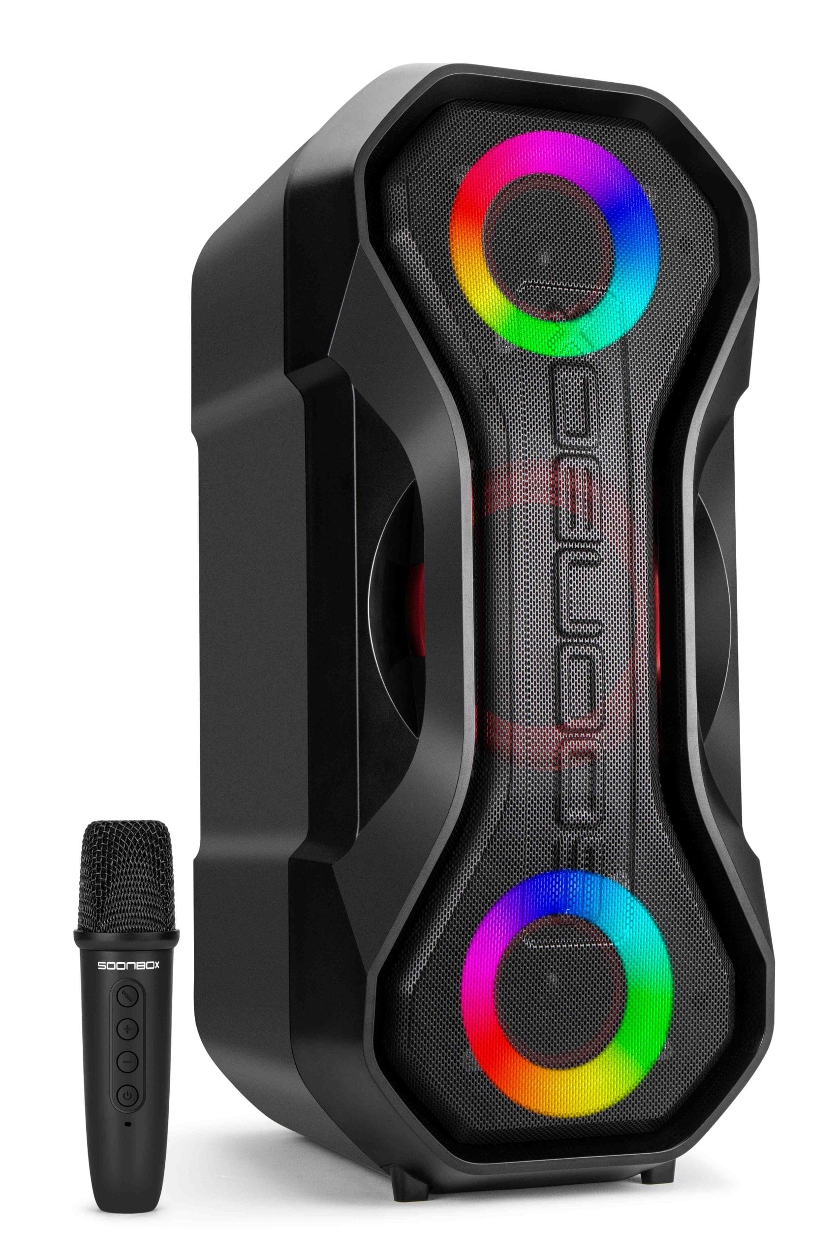 Bocina Party Speaker Premium SOONBOX S6006A – 120W de Potencia, Luces LED y Micrófono Incluido